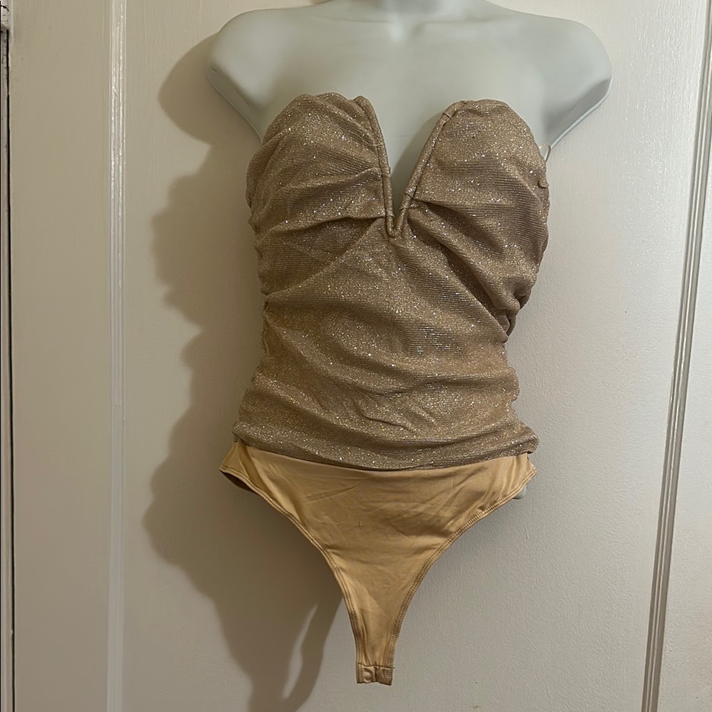 Sparkling Gold Strapless Bodysuit